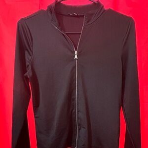 Mock Neck Zip Front Crop Top.